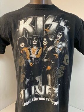 KISS Graphic Tee in Black with Silver and White Print  KISS Alive 35 Living